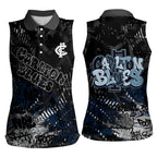 Carlton Blues Women Sleeveless Polo Shirt Urban Graffiti Street Art - Bold Abstract Spray Paint