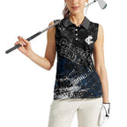 Carlton Blues Women Sleeveless Polo Shirt Urban Graffiti Street Art - Bold Abstract Spray Paint