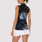 Carlton Blues Women Sleeveless Polo Shirt Urban Graffiti Street Art - Bold Abstract Spray Paint