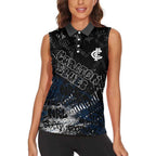 Carlton Blues Women Sleeveless Polo Shirt Urban Graffiti Street Art - Bold Abstract Spray Paint