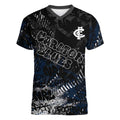 Carlton Blues Women V-Neck T-Shirt Urban Graffiti Street Art - Bold Abstract Spray Paint