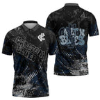 Carlton Blues Zipper Polo Shirt Urban Graffiti Street Art - Bold Abstract Spray Paint
