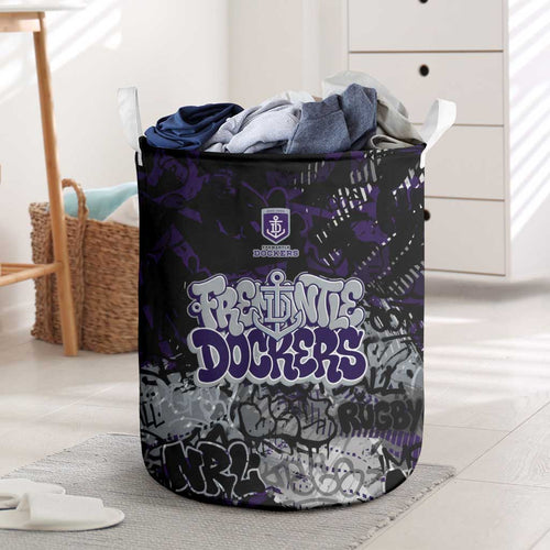 Fremantle Dockers Laundry Basket Urban Graffiti Street Art - Bold Abstract Spray Paint