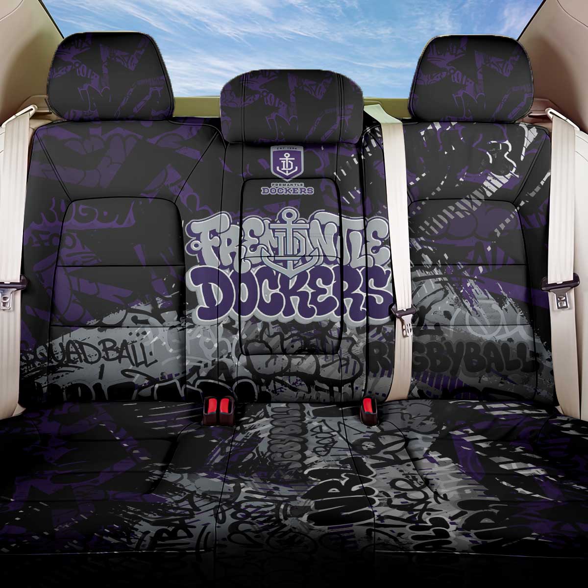 Fremantle Dockers Back Car Seat Cover Urban Graffiti Street Art - Bold Abstract Spray Paint