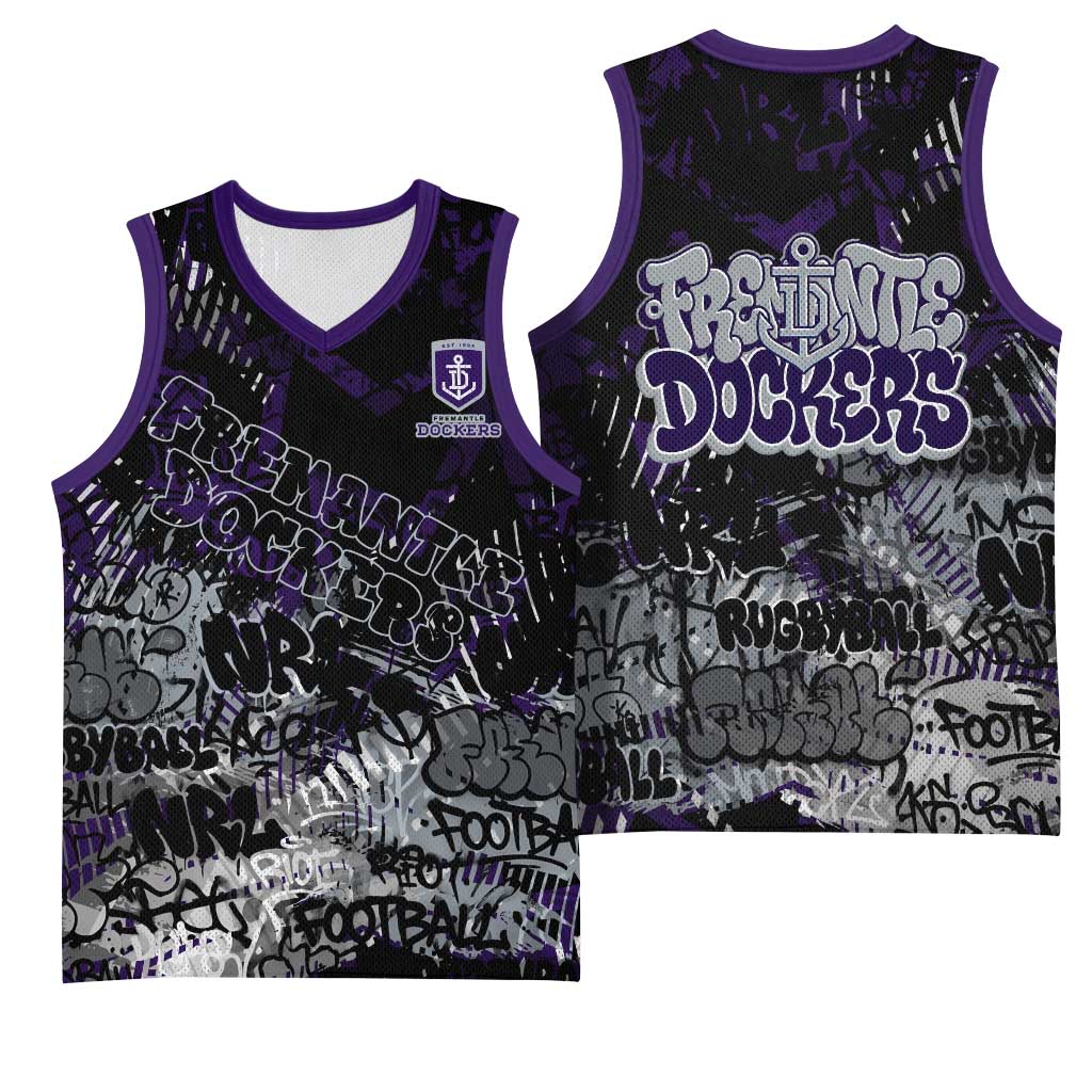 Fremantle Dockers Basketball Jersey Urban Graffiti Street Art - Bold Abstract Spray Paint