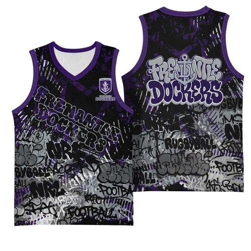 Fremantle Dockers Basketball Jersey Urban Graffiti Street Art - Bold Abstract Spray Paint