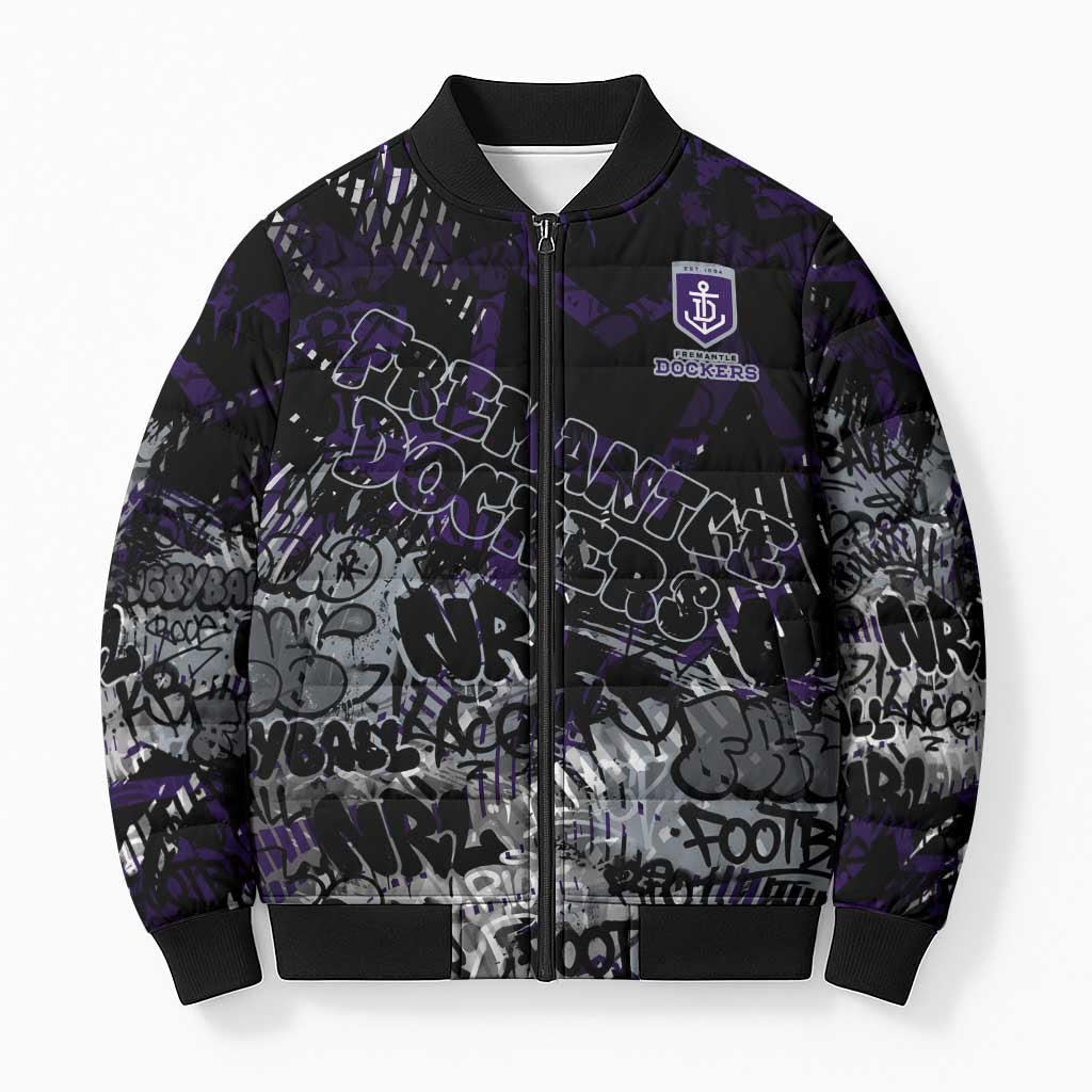 Fremantle Dockers Bomber Puffer Jacket Urban Graffiti Street Art - Bold Abstract Spray Paint