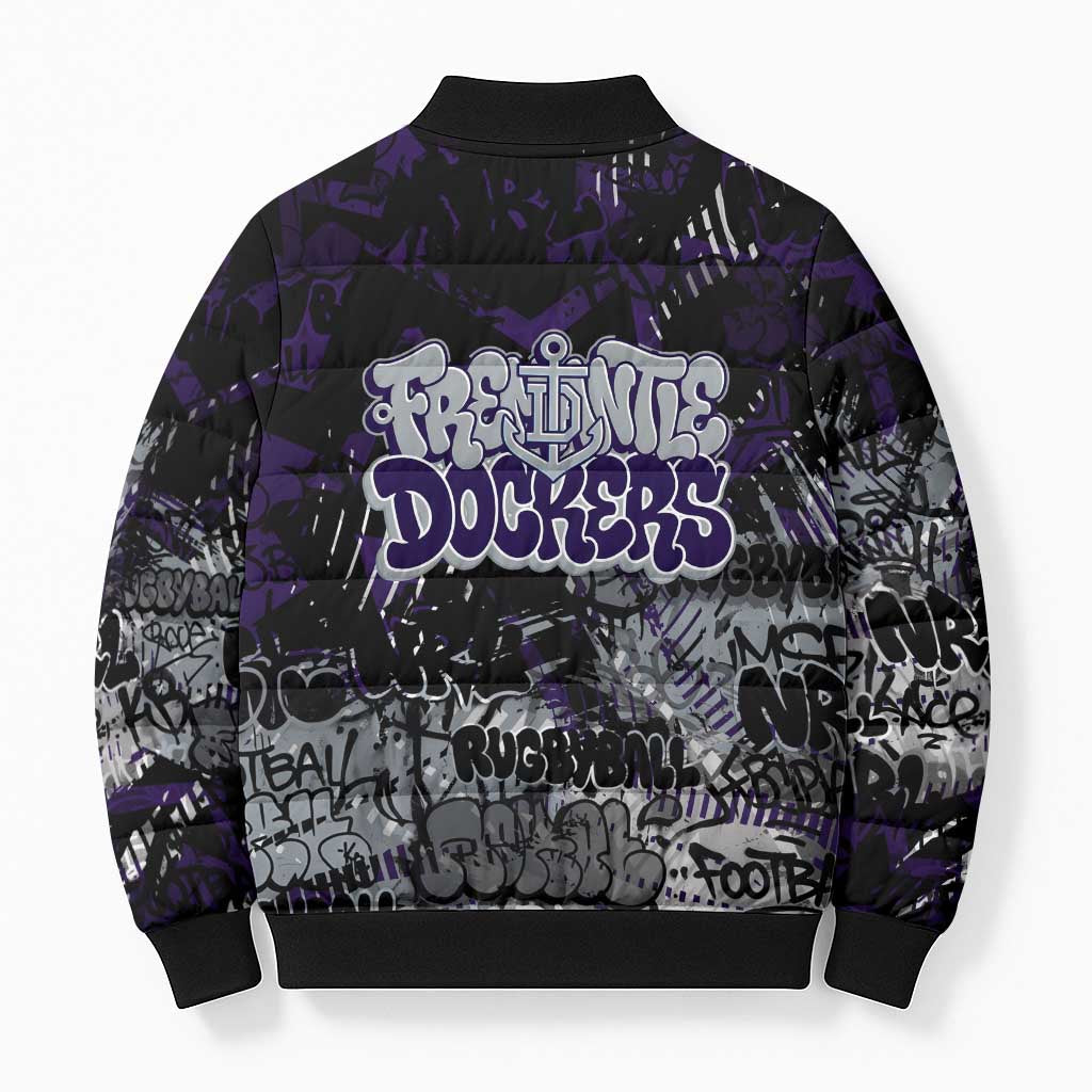 Fremantle Dockers Bomber Puffer Jacket Urban Graffiti Street Art - Bold Abstract Spray Paint