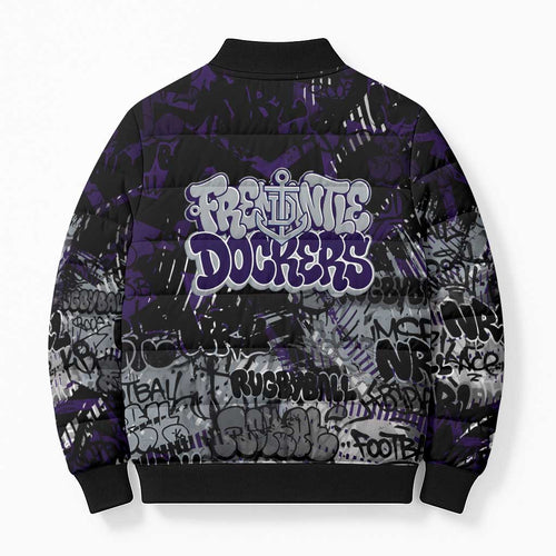Fremantle Dockers Bomber Puffer Jacket Urban Graffiti Street Art - Bold Abstract Spray Paint
