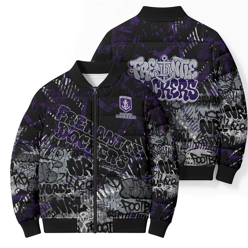Fremantle Dockers Bomber Puffer Jacket Urban Graffiti Street Art - Bold Abstract Spray Paint