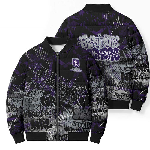Fremantle Dockers Bomber Puffer Jacket Urban Graffiti Street Art - Bold Abstract Spray Paint