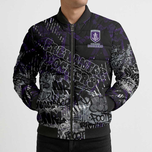 Fremantle Dockers Bomber Puffer Jacket Urban Graffiti Street Art - Bold Abstract Spray Paint
