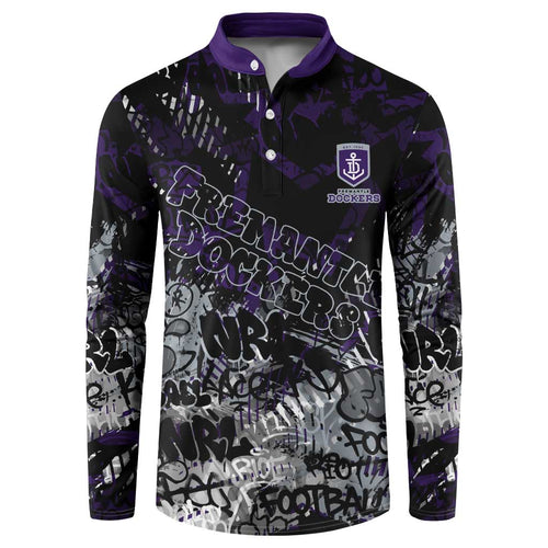 Fremantle Dockers Button Sweatshirt Urban Graffiti Street Art - Bold Abstract Spray Paint