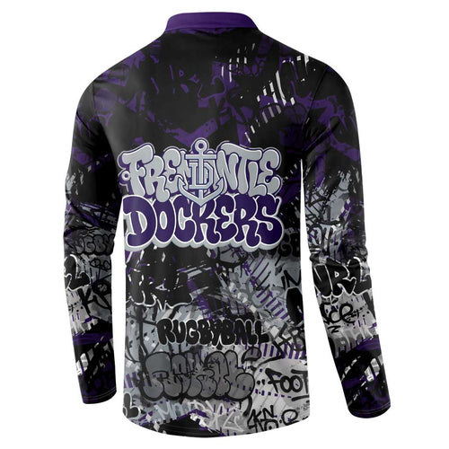Fremantle Dockers Button Sweatshirt Urban Graffiti Street Art - Bold Abstract Spray Paint