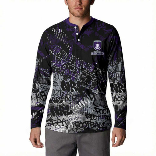 Fremantle Dockers Button Sweatshirt Urban Graffiti Street Art - Bold Abstract Spray Paint