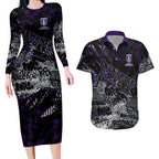 Fremantle Dockers Couples Matching Long Sleeve Bodycon Dress and Hawaiian Shirt Urban Graffiti Street Art - Bold Abstract Spray Paint