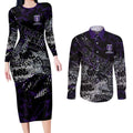 Fremantle Dockers Couples Matching Long Sleeve Bodycon Dress and Long Sleeve Button Shirt Urban Graffiti Street Art - Bold Abstract Spray Paint