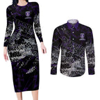 Fremantle Dockers Couples Matching Long Sleeve Bodycon Dress and Long Sleeve Button Shirt Urban Graffiti Street Art - Bold Abstract Spray Paint