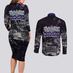 Fremantle Dockers Couples Matching Long Sleeve Bodycon Dress and Long Sleeve Button Shirt Urban Graffiti Street Art - Bold Abstract Spray Paint