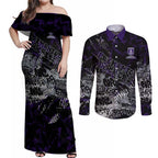Fremantle Dockers Couples Matching Off Shoulder Maxi Dress and Long Sleeve Button Shirt Urban Graffiti Street Art - Bold Abstract Spray Paint