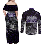 Fremantle Dockers Couples Matching Off Shoulder Maxi Dress and Long Sleeve Button Shirt Urban Graffiti Street Art - Bold Abstract Spray Paint