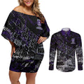 Fremantle Dockers Couples Matching Off Shoulder Short Dress and Long Sleeve Button Shirt Urban Graffiti Street Art - Bold Abstract Spray Paint