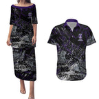 Fremantle Dockers Couples Matching Puletasi and Hawaiian Shirt Urban Graffiti Street Art - Bold Abstract Spray Paint