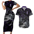 Fremantle Dockers Couples Matching Short Sleeve Bodycon Dress and Hawaiian Shirt Urban Graffiti Street Art - Bold Abstract Spray Paint