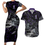 Fremantle Dockers Couples Matching Short Sleeve Bodycon Dress and Hawaiian Shirt Urban Graffiti Street Art - Bold Abstract Spray Paint
