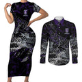 Fremantle Dockers Couples Matching Short Sleeve Bodycon Dress and Long Sleeve Button Shirt Urban Graffiti Street Art - Bold Abstract Spray Paint