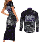 Fremantle Dockers Couples Matching Short Sleeve Bodycon Dress and Long Sleeve Button Shirt Urban Graffiti Street Art - Bold Abstract Spray Paint