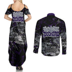 Fremantle Dockers Couples Matching Summer Maxi Dress and Long Sleeve Button Shirt Urban Graffiti Street Art - Bold Abstract Spray Paint