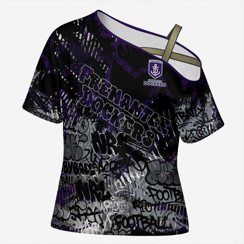 Fremantle Dockers Cross Shoulder Shirt Urban Graffiti Street Art - Bold Abstract Spray Paint