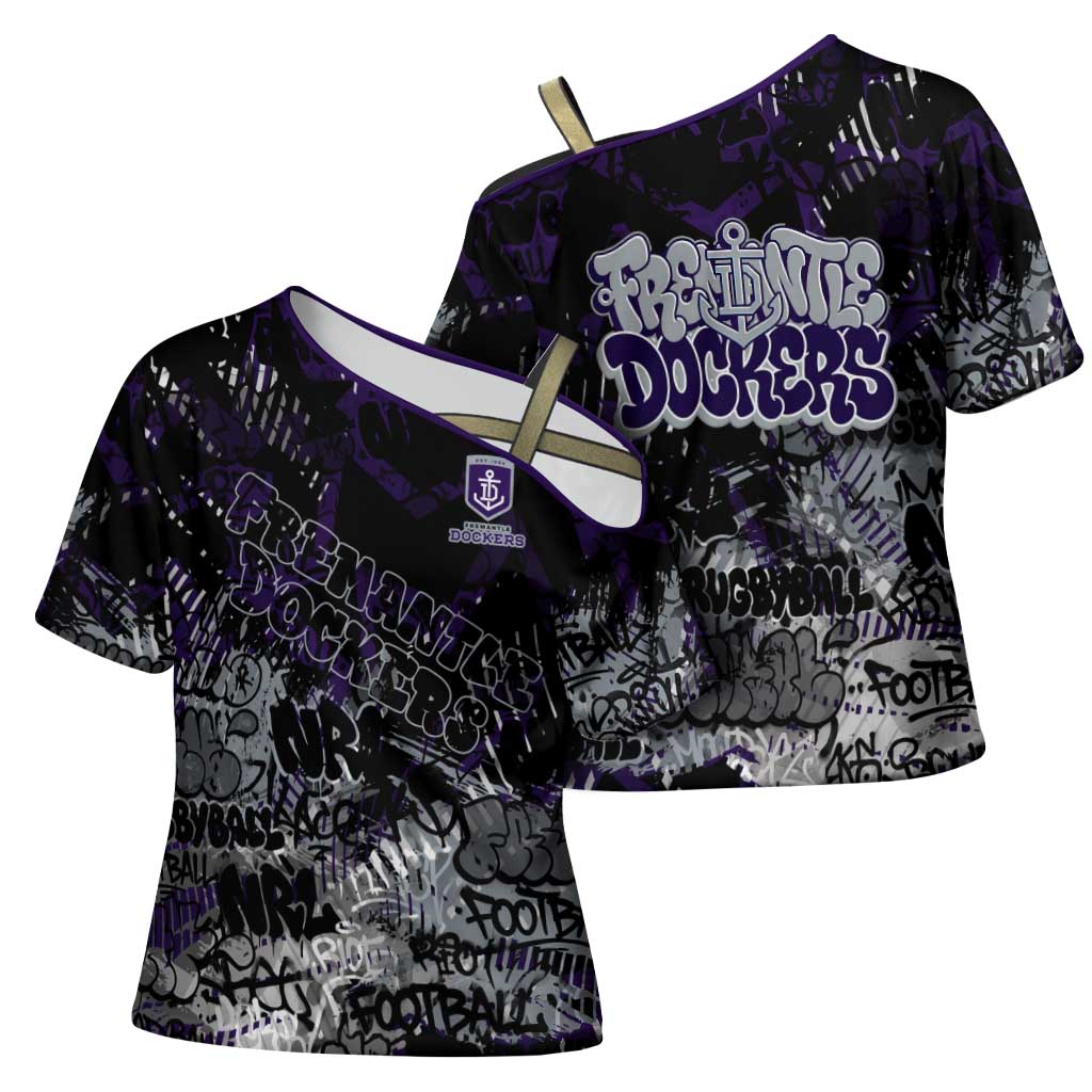 Fremantle Dockers Cross Shoulder Shirt Urban Graffiti Street Art - Bold Abstract Spray Paint
