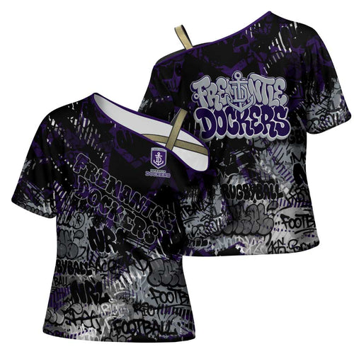 Fremantle Dockers Cross Shoulder Shirt Urban Graffiti Street Art - Bold Abstract Spray Paint