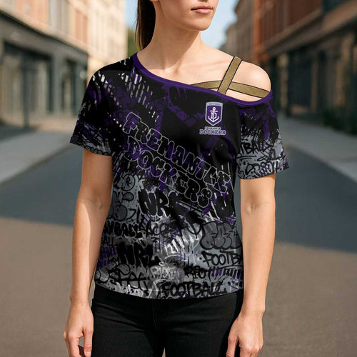 Fremantle Dockers Cross Shoulder Shirt Urban Graffiti Street Art - Bold Abstract Spray Paint