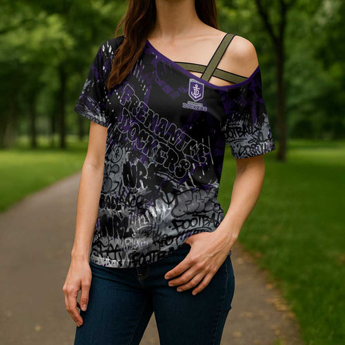 Fremantle Dockers Cross Shoulder Shirt Urban Graffiti Street Art - Bold Abstract Spray Paint