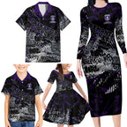 Fremantle Dockers Family Matching Long Sleeve Bodycon Dress and Hawaiian Shirt Urban Graffiti Street Art - Bold Abstract Spray Paint