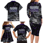 Fremantle Dockers Family Matching Long Sleeve Bodycon Dress and Hawaiian Shirt Urban Graffiti Street Art - Bold Abstract Spray Paint