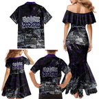 Fremantle Dockers Family Matching Mermaid Dress and Hawaiian Shirt Urban Graffiti Street Art - Bold Abstract Spray Paint