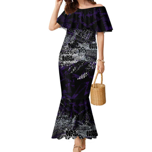 Fremantle Dockers Family Matching Mermaid Dress and Hawaiian Shirt Urban Graffiti Street Art - Bold Abstract Spray Paint