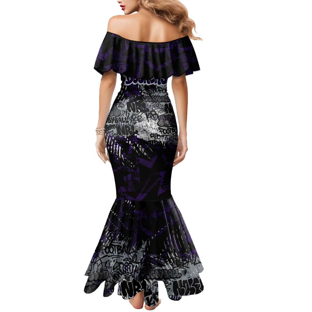 Fremantle Dockers Family Matching Mermaid Dress and Hawaiian Shirt Urban Graffiti Street Art - Bold Abstract Spray Paint