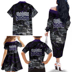 Fremantle Dockers Family Matching Off The Shoulder Long Sleeve Dress and Hawaiian Shirt Urban Graffiti Street Art - Bold Abstract Spray Paint