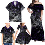 Fremantle Dockers Family Matching Off Shoulder Maxi Dress and Hawaiian Shirt Urban Graffiti Street Art - Bold Abstract Spray Paint