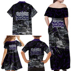 Fremantle Dockers Family Matching Off Shoulder Maxi Dress and Hawaiian Shirt Urban Graffiti Street Art - Bold Abstract Spray Paint