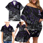 Fremantle Dockers Family Matching Off Shoulder Short Dress and Hawaiian Shirt Urban Graffiti Street Art - Bold Abstract Spray Paint