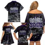 Fremantle Dockers Family Matching Off Shoulder Short Dress and Hawaiian Shirt Urban Graffiti Street Art - Bold Abstract Spray Paint