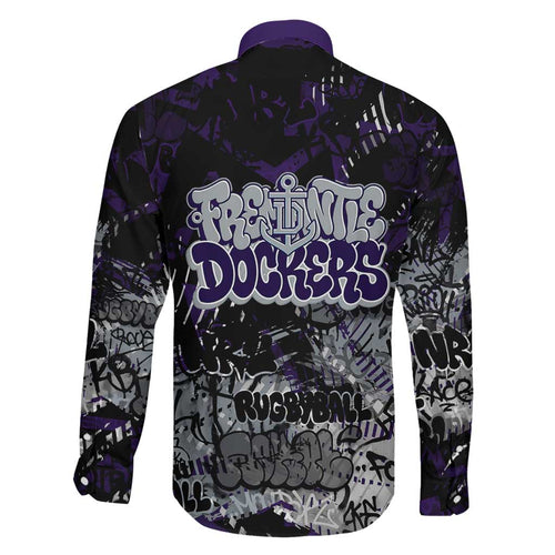 Fremantle Dockers Family Matching Off Shoulder Short Dress and Hawaiian Shirt Urban Graffiti Street Art - Bold Abstract Spray Paint