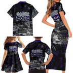 Fremantle Dockers Family Matching Short Sleeve Bodycon Dress and Hawaiian Shirt Urban Graffiti Street Art - Bold Abstract Spray Paint