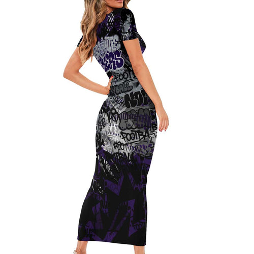 Fremantle Dockers Family Matching Short Sleeve Bodycon Dress and Hawaiian Shirt Urban Graffiti Street Art - Bold Abstract Spray Paint